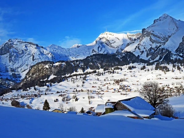 Vue Paysage Hivernal Parfait Vallée Thur Entre Les Chaînes Montagnes — Photo