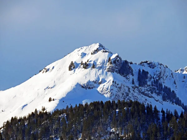 Schnee Pur Und Alpine Winteridylle Auf Den Gipfeln Der Schweizer — Stockfoto