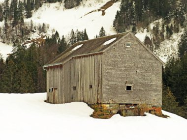 Walen Gölü veya Walenstadt Gölü (Walensee), Amden - İsviçre 'nin St. Gallen Kantonu (Schweiz)