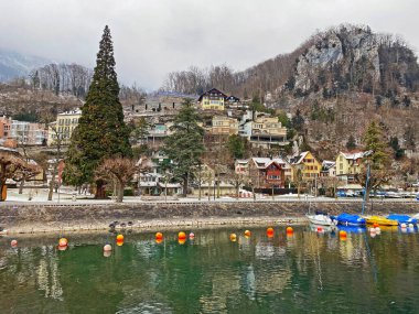 Weesen ve Walenstadt Gölü kıyıları (Walensee) - St. Gallen Kantonu, İsviçre (Kanton St. Gallen, Schweiz)
