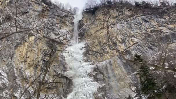 Seerenbach Falls Seerenbach Waterfalls Seerenbachfaelle Seerenbach Wasserfall Betlis Canton Gallen — 비디오