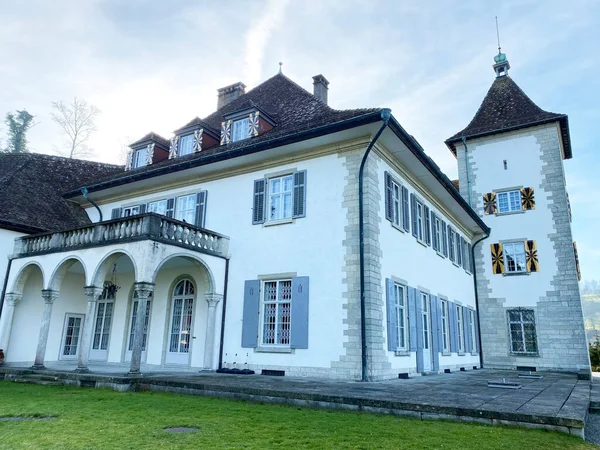 The Au Castle or Au villa in the Venetian style (literally Chateau Au oder Schloss Au; Werdmueller Landgut) on the Au Peninsula, Wadenswil or Waedenswil - Canton of Zurich (Zuerich), Switzerland (Schweiz)