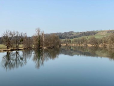 Flach gölü veya Flachsee, Aargau Reuss nehir ovasında (Reussebene 'de Naturschutzzone Aargauische Auen), Rottenschwil - İsviçre (Schweiz)