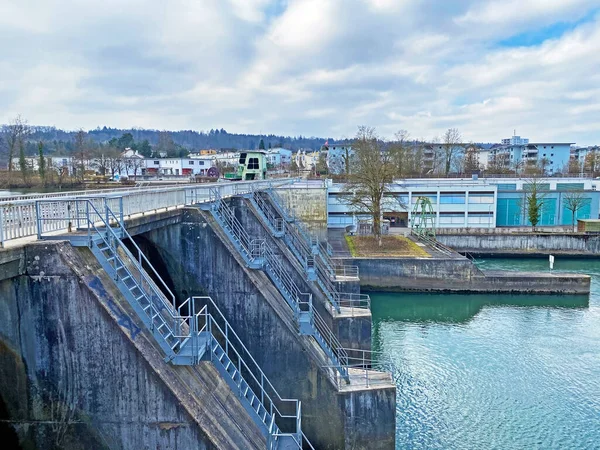 The Bremgarten hydroelectric power plant on the river Reuss - Switzerland (Schweiz)