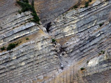 İsviçre 'nin St. Gallen Kantonu (Schweiz) Alvier grubunun dağlık dağlık dağlarındaki kayalar ve taşlar.)
