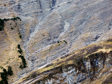 İsviçre 'nin St. Gallen Kantonu (Schweiz) Alvier grubunun dağlık dağlık dağlarındaki kayalar ve taşlar.)