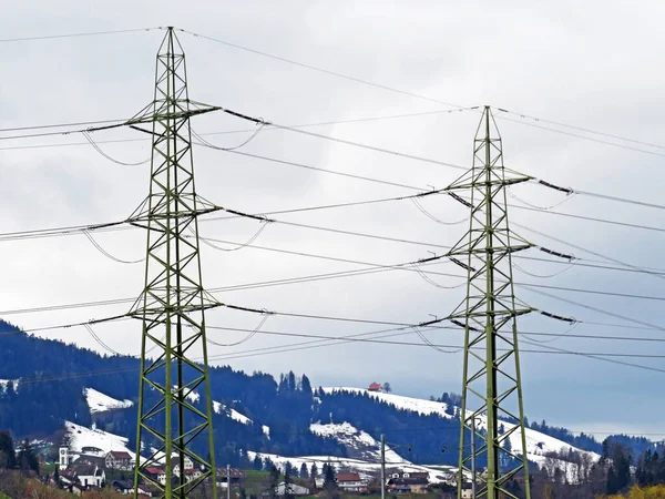 Green energy and the global energy crisis - Swiss transmission lines for the transport of electricity from renewable sources - Zuerich (or Zurich), Switzerland (Schweiz)