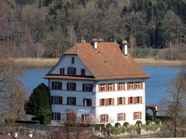 Mauensee Kastély Schloss Mauensee Egy Kis Sziget Egy Mauen Mauesee — Stock Fotó