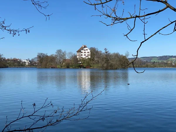 Mauensee Şatosu Schloss Mauensee Mauen Gölü Ndeki Küçük Bir Göl — Stok fotoğraf