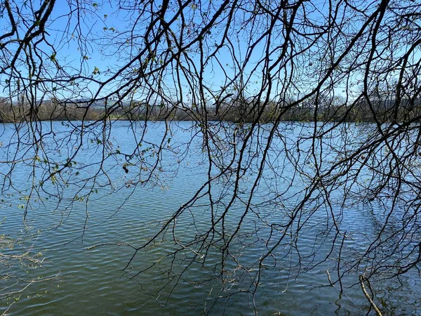 Αργά Χειμώνα Και Στις Αρχές Της Άνοιξης Στη Λίμνη Mauensee — Φωτογραφία Αρχείου