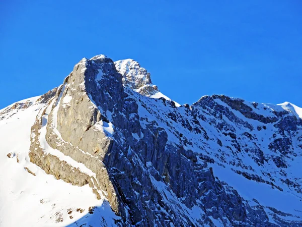 Oldenhorn高山雪峰 Oldehore或Becca Audon 位于瑞士沃州 Les Diablerets山地地块 Rochers或Scex Champ Glacier 3000 — 图库照片