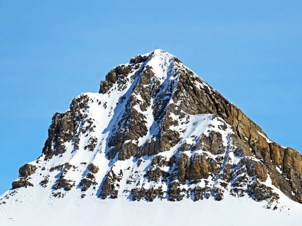 Sommet Alpin Enneigé Oldenhorn Oldehore Becca Audon Situé Dans Massif — Photo