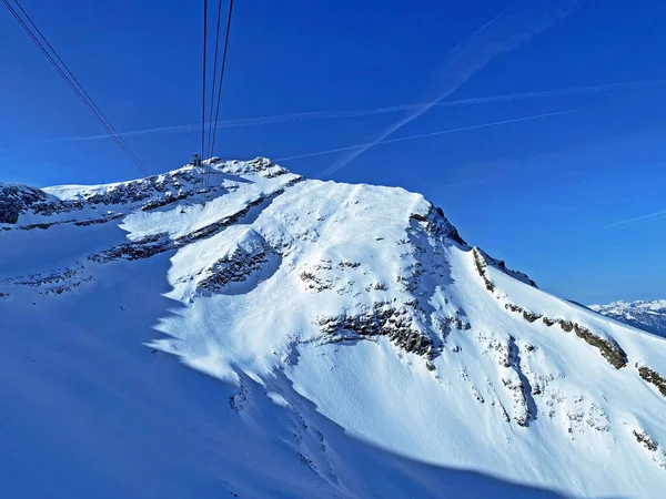 Mountain Cable Car Col Pillon Cabane Scex Rouge Glacier 3000 — Stock Photo, Image