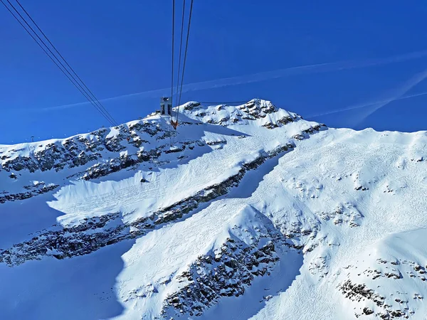 Горный Фуникулер Col Pillon Cabane Scex Rouge Ледник 3000 Aerial — стоковое фото