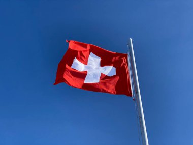 İsviçre Konfederasyonu Ulusal Bayrağı (İsviçre Bayrağı - İsviçre Ulusal Bayrağı) / Ulusal Bayrak der Schweizerischen Eidgenossenschaft (Offizielle Flagge der Schweiz - Schweizer Flagge)