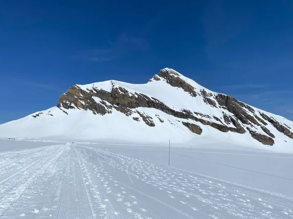 Glacier Walk Σημαδεμένο Μονοπάτι Παγετώνα Από Σταθμό Scex Rouge Στο — Φωτογραφία Αρχείου