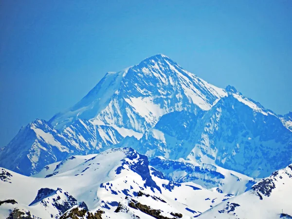 Atmósfera Alpina Helada Primavera Las Cumbres Montañosas Suizas Vistas Desde — Foto de Stock