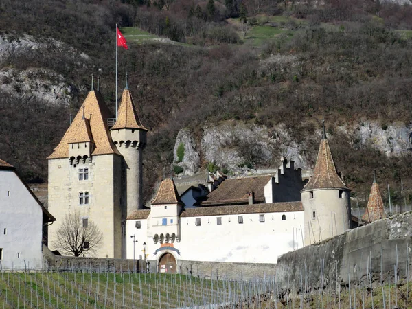 Schloss Aigle Schloss Daigle Oder Adlerburg Tal Der Rhone Und — Stockfoto