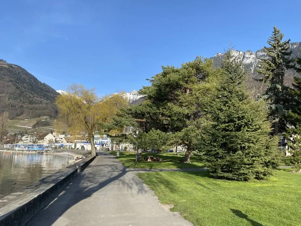 Parks Green Promenades Early Spring East Shore Lake Geneva Lac — Stock Photo, Image