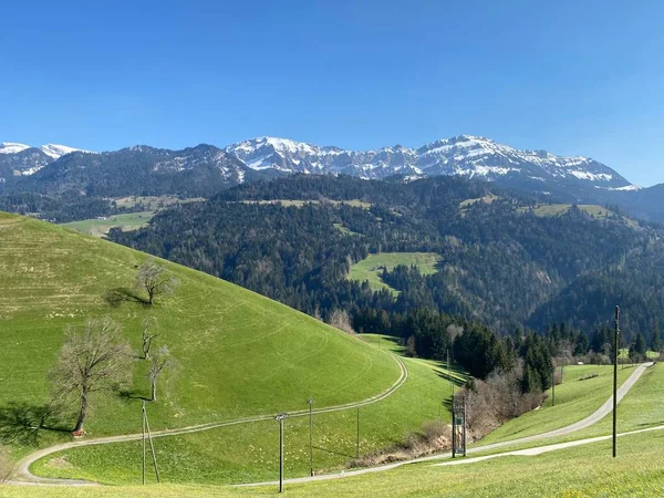 Trails for walking, hiking, sports and recreation on the slopes of the Pilatus massif and in the alpine valleys at the foot of the mountain, Schwarzenberg LU - Canton of Lucerne, Switzerland / Schweiz