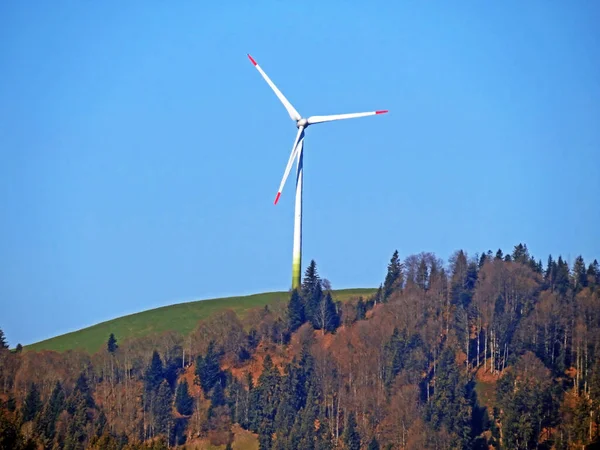 Vindturbin Gampluet Eller Vindkraftverk För Att Producera Från Förnybara Energikällor — Stockfoto