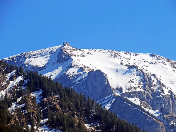 Pilatus Dağ Kütlesi Schwarzenberg Sviçre Nin Lucerne Kantonu Schweiz Karlı — Stok fotoğraf