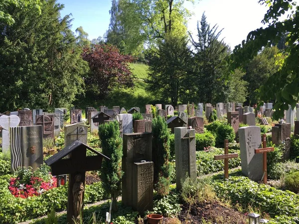 Tumbas Tumbas Detalles Cementerio Feldli Saint Gallen Grabsteine Graeber Und —  Fotos de Stock