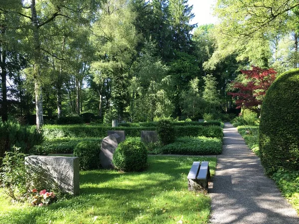 Grabsteine Gräber Und Details Auf Dem Friedhof Feldli Sankt Gallen — Stockfoto