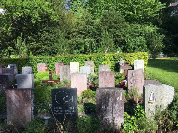 Kamienie Nagrobne Groby Szczegóły Cmentarzu Feldli Saint Gallen Grabsteine Graeber — Zdjęcie stockowe