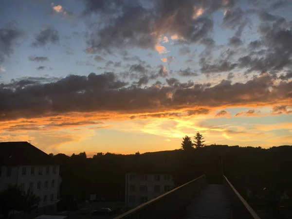 Dramatic Clouds Early Evening Summer Storm Gallen Switzerland Schweiz — Stock Photo, Image