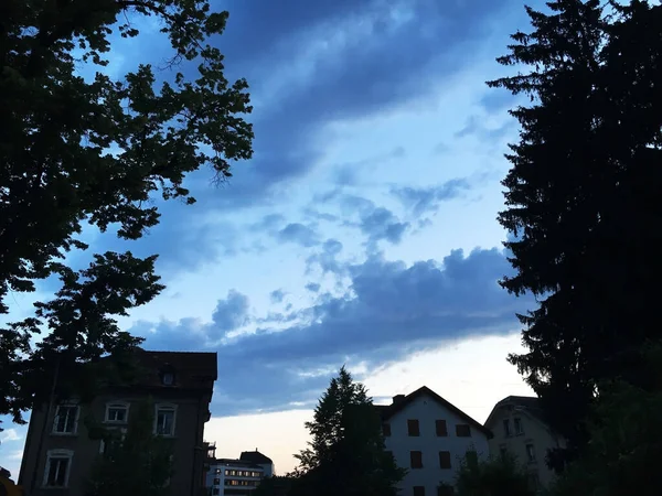 Dramatic Clouds Early Evening Summer Storm Gallen Switzerland Schweiz — Stock Photo, Image