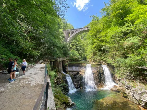 Sum Falls Vintgar Gorge Vagy Bled Gorge Bled Szlovénia Triglav — Stock Fotó