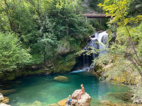 Sum Falls Vintgar Gorge Vagy Bled Gorge Bled Szlovénia Triglav — Stock Fotó