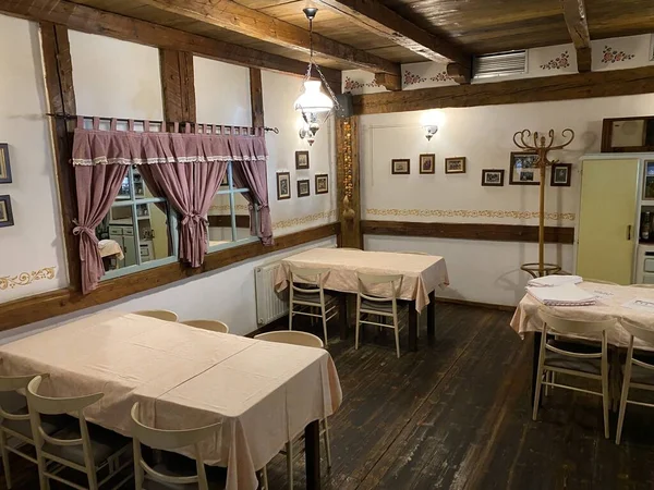 Interno Del Ristorante Arredato Decorato Nello Stile Una Tipica Vecchia — Foto Stock