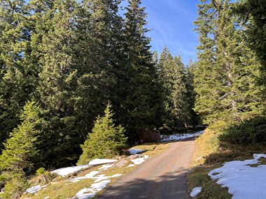 İsviçre 'nin Alp bölgesinde ve İsviçre' nin Bernese Oberland bölgesinde, Schweizer Alpenschaft 'taki Berderwege Oder Bergrouten' de sonbaharda yürüyüş rotaları veya dağcılık rotaları.