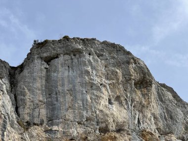 Sigriswilergrat dağındaki dik alp kayaları veya Emmental Alplerdeki Sigriswilergrat sırtındaki kayalık kayalıklar ve İsviçre 'deki Bernese Oberland, İsviçre (Berner Oberland, Schweiz)