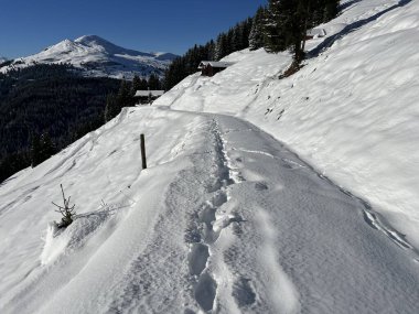 İsviçre Alplerinde ve St. Antoenien köyünde (Kanton Graubuenden, Schweiz)