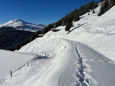 İsviçre Alplerinde ve St. Antoenien köyünde (Kanton Graubuenden, Schweiz)