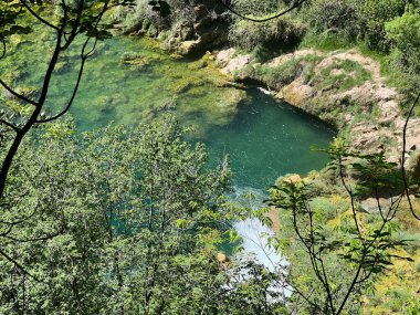 Manojlovac Şelalesi (Krka Ulusal Parkı, Hırvatistan) yakınlarındaki Krka Nehri Kanyonu - Kanjon rijeke Krke kod Manojlovackih vodopada ili kanjon Krke kod Manojlovackog şaplağı (Nacionalni parkı Krka, Hrvatska)
