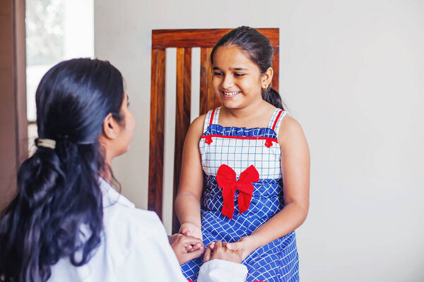 Indian Little Girl Getting Consultation Child Psychologist Stock Photo