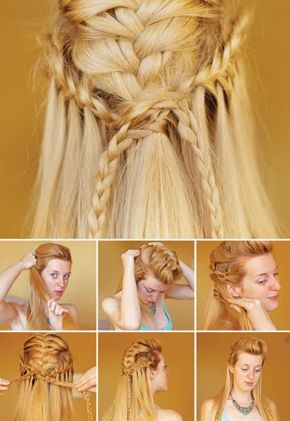 Viking braided hairdo — Stock Photo, Image