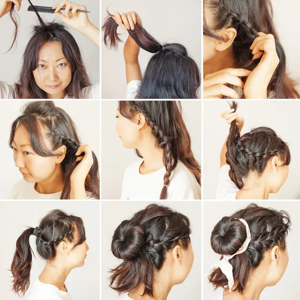 Carino capelli updo tutorial — Foto Stock