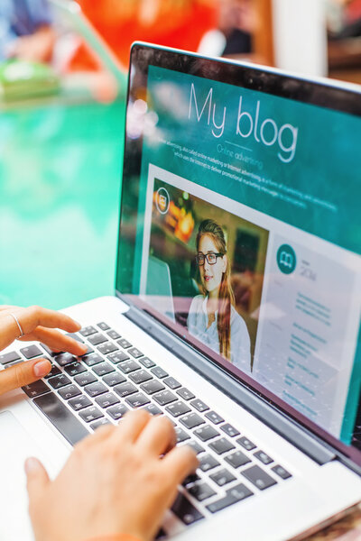 Laptop screen with blog