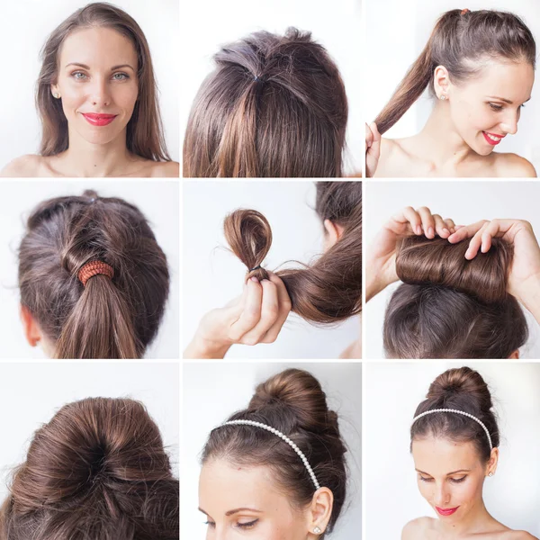 Woman doing beautiful hairstyle — Stock Photo, Image