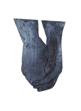 Beyaz arka planda iki el bir arada, mürekkep çizimi