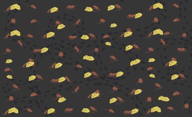 Fare ve peynir deseni, yeni yıl 2020 arkaplanı, ambalaj kağıdı deseni