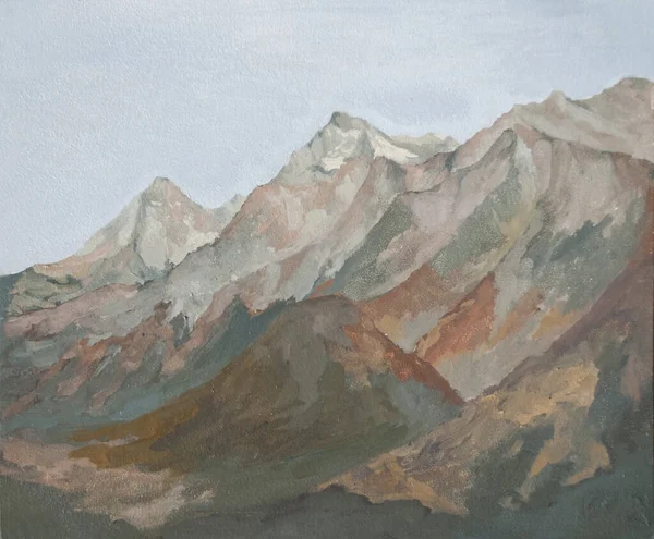 Paisaje Montaña Las Montañas Amanecer Pintura Óleo —  Fotos de Stock
