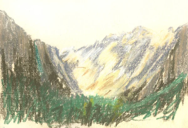 Mountain Landscape Drawing Mountains Horizon — Stock Photo, Image