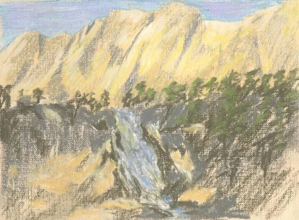 Водопад Горах Горный Пейзаж Пастель — стоковое фото