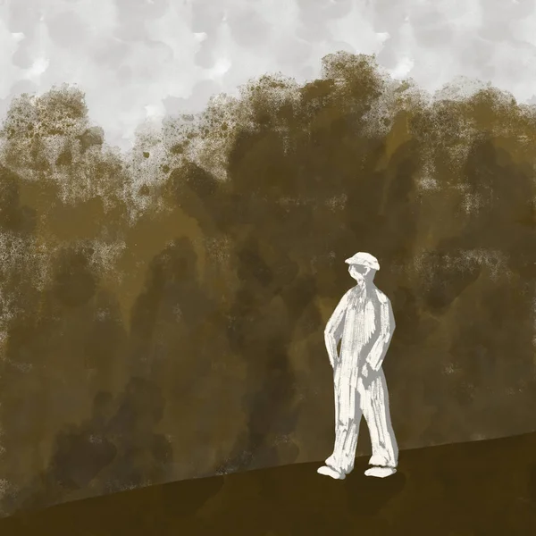 Silhueta Branca Homem Fundo Escuro Ilustração Abstrata — Fotografia de Stock